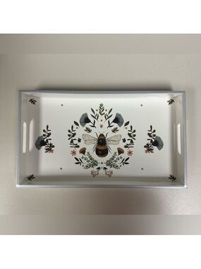 PPD White Blue Black Gold Secret Bee Lacquered Vanity Tray